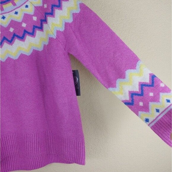 Vince Camuto Fair Isle Crewneck Sweater Pink lilac color Size Small - Picture 8 of 9